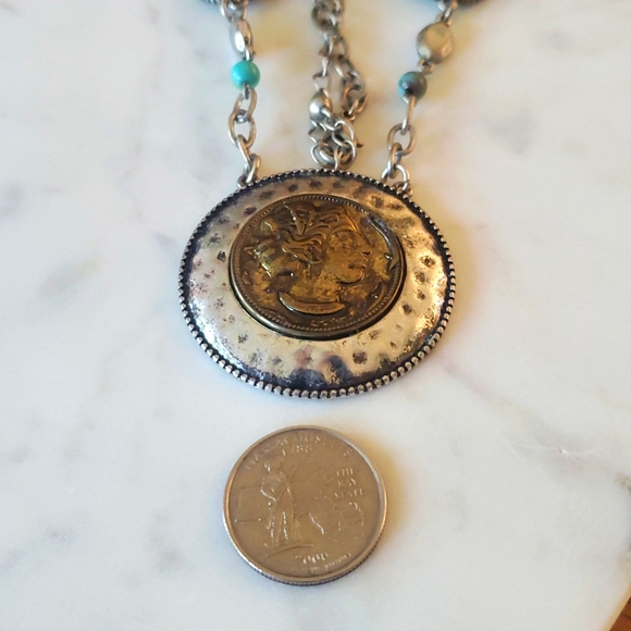 Very Cool Vintage Faux Coin Necklace - Picture 6 of 7